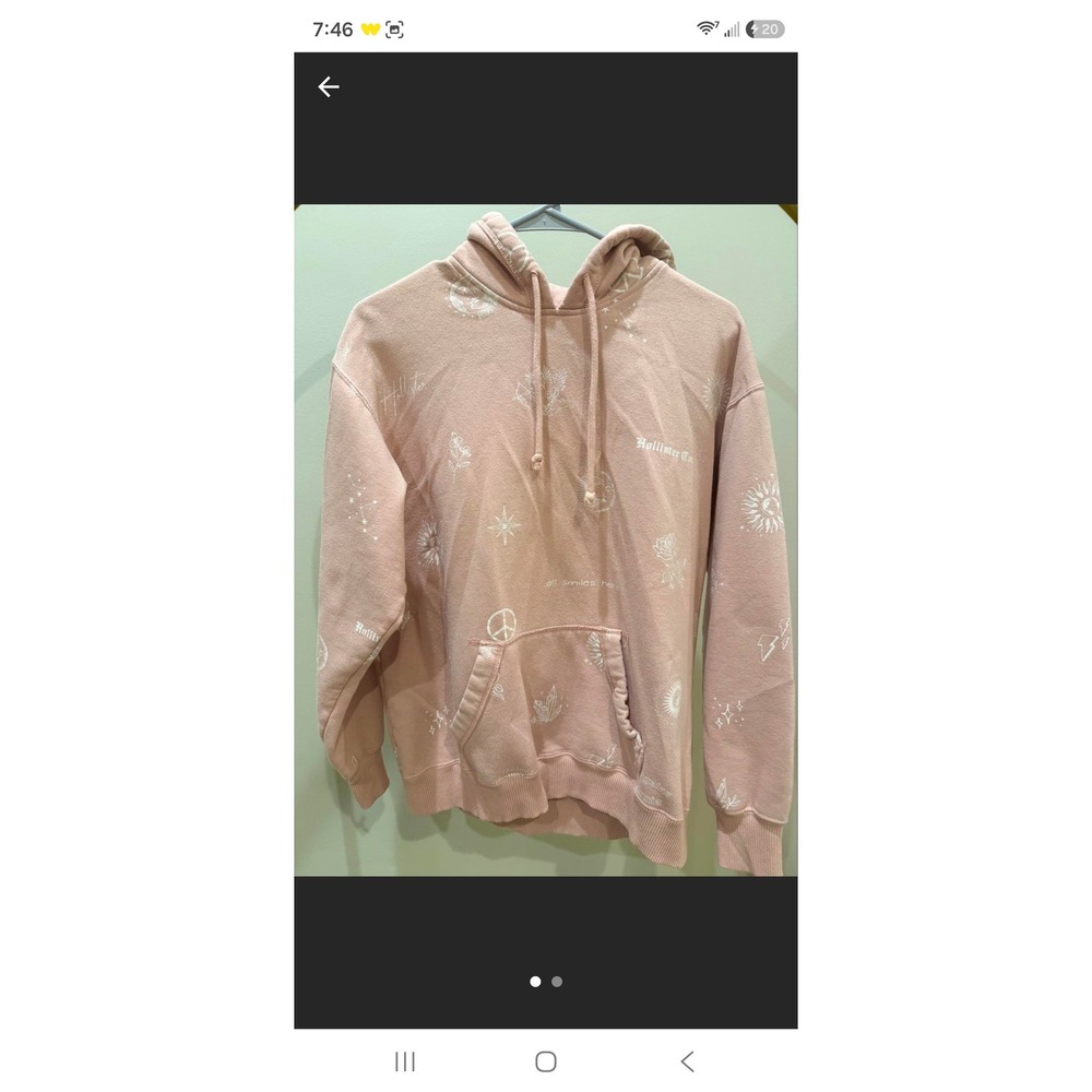 Hollister Co Womens Celestial Graphic Hoodie Pink Sun Moon Stars Sweatshirt
